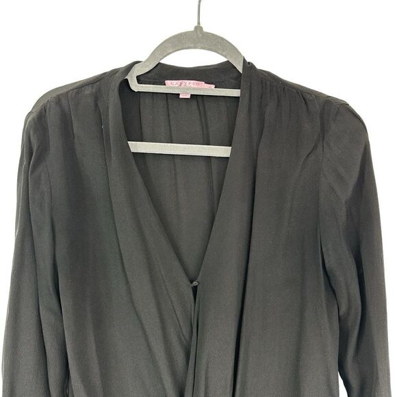 Calypso St. Barth Ruth Black Surplice Silk Blouse, Size Small - Picture 4 of 10